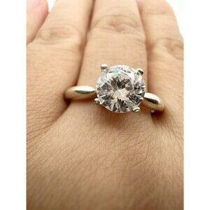 925 Sterling Silver Solitaire Engagement C Z Ring Size 9.25